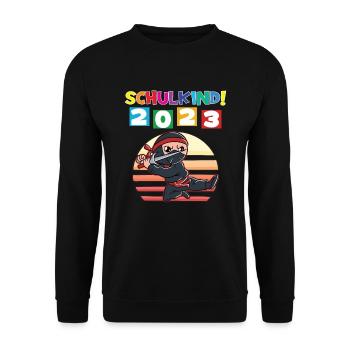 Schulkind 2023 Einschulung 2023 Schulanfang - Unisex Pullover - Schwarz - Vorne - Alina (178cm) & Michal (187cm)