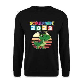 Schulkind 2023 Einschulung 2023 Schulanfang - Unisex Pullover - Schwarz - Vorne - Alina (178cm) & Michal (187cm)