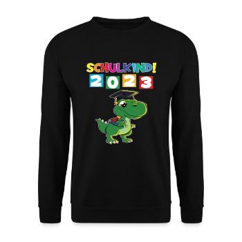 Schulkind 2023 Einschulung 2023 Schulanfang - Unisex Pullover - Schwarz - Vorne - Alina (178cm) & Michal (187cm)