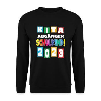 Schulkind 2023 Einschulung 2023 Schulanfang - Unisex Pullover - Schwarz - Vorne - Alina (178cm) & Michal (187cm)