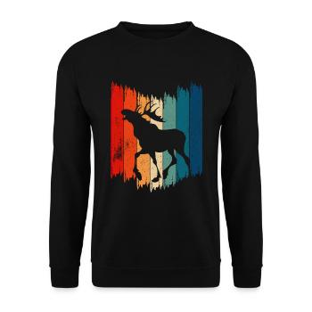 Retro Moose Vintage Moose - Unisex Sweatshirt - black - Front - Alina (178cm) & Michal (187cm)