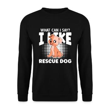 Que puis-je dire que j’aime Rescue Dog - Sweat-shirt Unisexe - noir - Devant - Alina (178cm) & Michal (187cm)