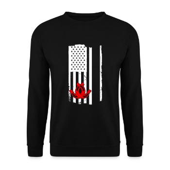 Flag USA Horseshoe Pitching - Unisex Pullover - Schwarz - Vorne - Alina (178cm) & Michal (187cm)