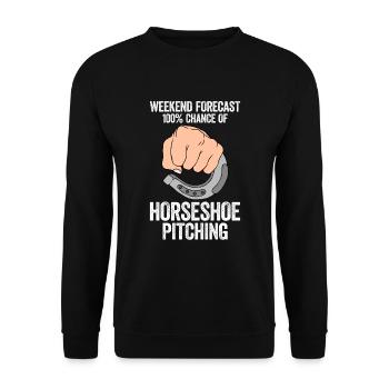 Weekend Forecast 100% Chance Of Horseshoe Pitching - Unisex Sweatshirt - black - Front - Alina (178cm) & Michal (187cm)