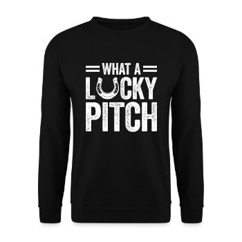 What A Lucky Pitch Horseshoe Pitching - Unisex Sweatshirt - black - Front - Alina (178cm) & Michal (187cm)
