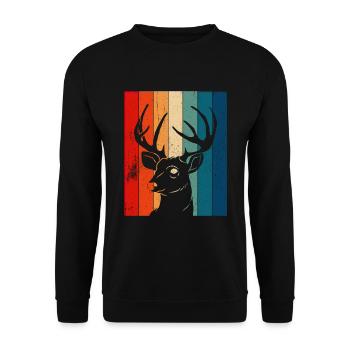 Retro Taxidermist Deer - Unisex Sweatshirt - black - Front - Alina (178cm) & Michal (187cm)