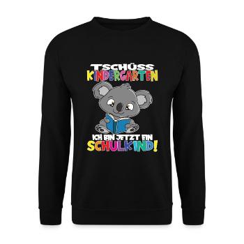Tschüss Kindergarten Ich Bin Jetzt Ein Schulkind! - Unisex Pullover - Schwarz - Vorne - Alina (178cm) & Michal (187cm)