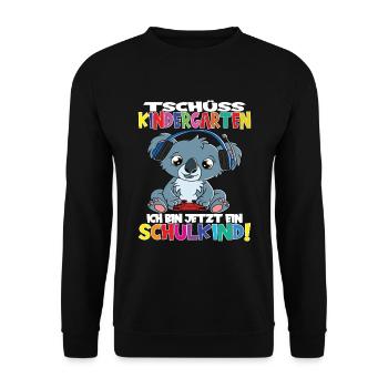 Tschüss Kindergarten Ich Bin Jetzt Ein Schulkind! - Unisex Pullover - Schwarz - Vorne - Alina (178cm) & Michal (187cm)