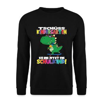Tschüss Kindergarten Ich Bin Jetzt Ein Schulkind! - Unisex Pullover - Schwarz - Vorne - Alina (178cm) & Michal (187cm)