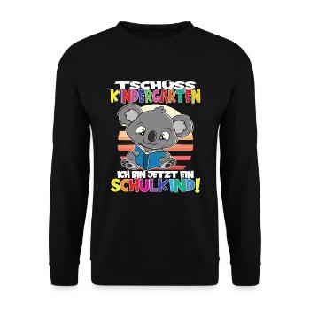 Tschüss Kindergarten Ich Bin Jetzt Ein Schulkind! - Unisex Pullover - Schwarz - Vorne - Alina (178cm) & Michal (187cm)