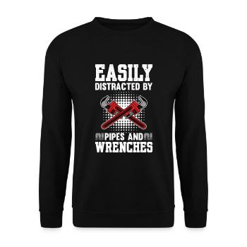 Facilement distrait par les tuyaux et les clés - Sweat-shirt Unisexe - noir - Devant - Alina (178cm) & Michal (187cm)