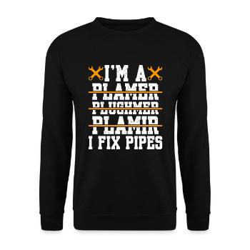 Je suis plombier Je répare les tuyaux - Sweat-shirt Unisexe - noir - Devant - Alina (178cm) & Michal (187cm)