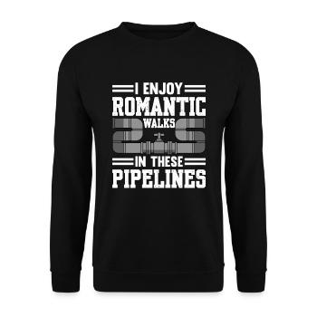 J’aime les promenades romantiques dans ces pipelines plombier - Sweat-shirt Unisexe - noir - Devant - Alina (178cm) & Michal (187cm)