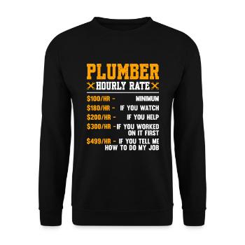 Plombier Taux horaire - Sweat-shirt Unisexe - noir - Devant - Alina (178cm) & Michal (187cm)