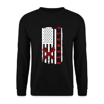 Plombier Flag USA Plombier - Sweat-shirt Unisexe - noir - Devant - Alina (178cm) & Michal (187cm)