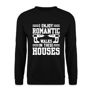 J’aime les promenades romantiques dans ces maisons charpentier - Sweat-shirt Unisexe - noir - Devant - Alina (178cm) & Michal (187cm)
