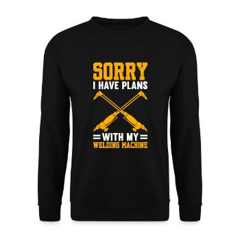 Désolé, j’ai des projets avec ma machine à souder - Sweat-shirt Unisexe - noir - Devant - Alina (178cm) & Michal (187cm)