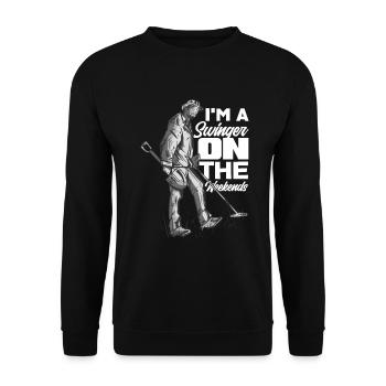 Funny Probing Metal Detector Detector - Unisex Sweatshirt - black - Front - Alina (178cm) & Michal (187cm)