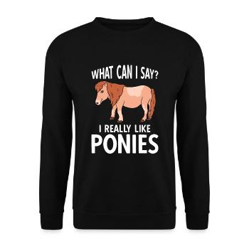 What Can I Say I Really Like Ponies - Unisex Pullover - Schwarz - Vorne - Alina (178cm) & Michal (187cm)
