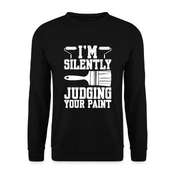 Je juge silencieusement votre peintre peintre - Sweat-shirt Unisexe - noir - Devant - Alina (178cm) & Michal (187cm)