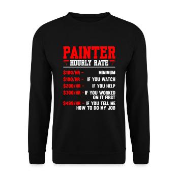 Painter Hourly Rate Painter - Unisex Sweatshirt - black - Front - Alina (178cm) & Michal (187cm)