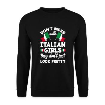 Lustiges Italien Girls Geschenk - Unisex Pullover - Schwarz - Vorne - Alina (178cm) & Michal (187cm)