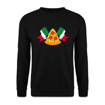 Lustiges Italien Pizza Geschenk - Unisex Pullover - Schwarz - Vorne - Alina (178cm) & Michal (187cm)