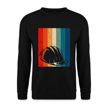 Retro Hard Hat Construction Worker - Unisex Sweatshirt - black - Front - Alina (178cm) & Michal (187cm)