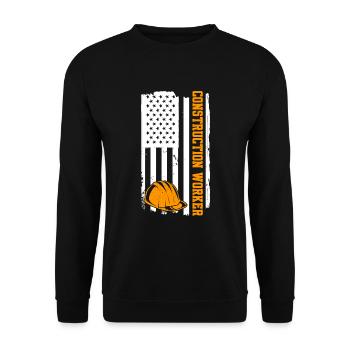 Flag USA Construction Worker - Unisex Sweatshirt - black - Front - Alina (178cm) & Michal (187cm)