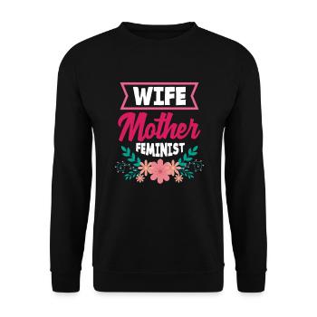 Feminismus Feministin - Unisex Pullover - Schwarz - Vorne - Alina (178cm) & Michal (187cm)