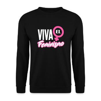 Feminismus Feministin - Unisex Pullover - Schwarz - Vorne - Alina (178cm) & Michal (187cm)