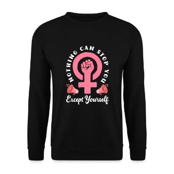 Feminismus Feministin - Unisex Pullover - Schwarz - Vorne - Alina (178cm) & Michal (187cm)