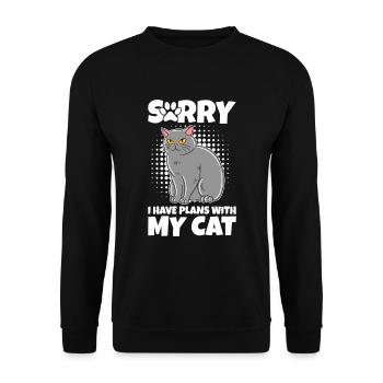 Désolé, j’ai des projets avec mon chat - Sweat-shirt Unisexe - noir - Devant - Alina (178cm) & Michal (187cm)