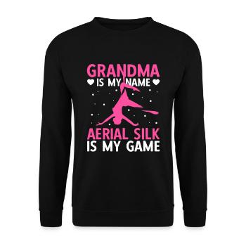 Grandma Is My Name Aerial Silk Is My Game - Unisex Sweatshirt - black - Front - Alina (178cm) & Michal (187cm)