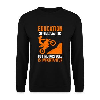 Motorcycle Is Importanter - Unisex Pullover - Schwarz - Vorne - Alina (178cm) & Michal (187cm)