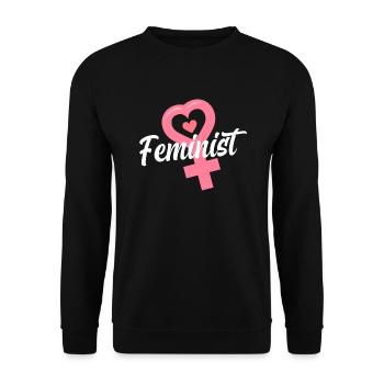 Feminismus Feministin - Unisex Pullover - Schwarz - Vorne - Alina (178cm) & Michal (187cm)