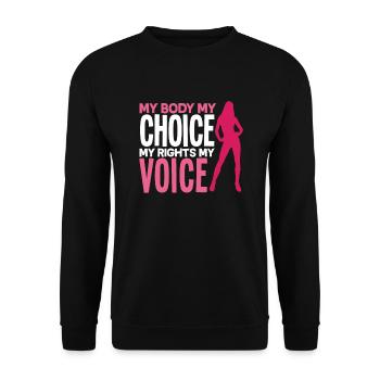 Feminismus Feministin - Unisex Pullover - Schwarz - Vorne - Alina (178cm) & Michal (187cm)