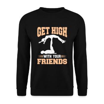 Acroyoga Get High With Your Friends Acro Yoga - Unisex Pullover - Schwarz - Vorne - Alina (178cm) & Michal (187cm)
