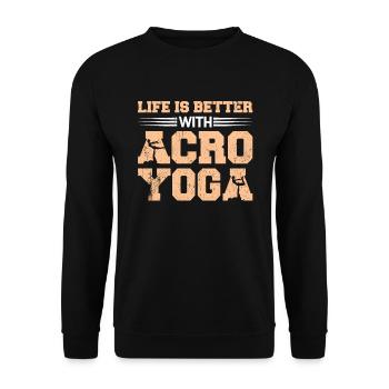 Acroyoga Life Is Better With Acroyoga - Unisex Pullover - Schwarz - Vorne - Alina (178cm) & Michal (187cm)