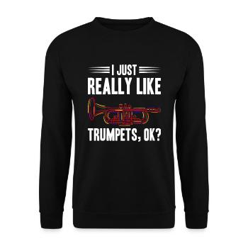 J’aime vraiment les trompettes ok - Sweat-shirt Unisexe - noir - Devant - Alina (178cm) & Michal (187cm)
