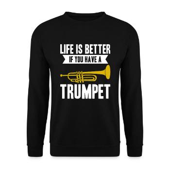 La vie est meilleure si vous avez une trompette - Sweat-shirt Unisexe - noir - Devant - Alina (178cm) & Michal (187cm)