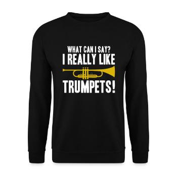 Que puis-je dire que j’aime vraiment les trompettes - Sweat-shirt Unisexe - noir - Devant - Alina (178cm) & Michal (187cm)