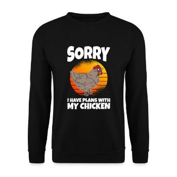 Désolé, j’ai des projets avec mon poulet - Sweat-shirt Unisexe - noir - Devant - Alina (178cm) & Michal (187cm)