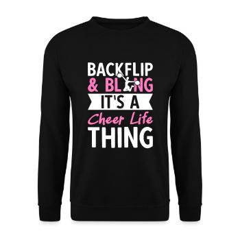 Backflip et Bling It’s A Cheer Life Thing - Sweat-shirt Unisexe - noir - Devant - Alina (178cm) & Michal (187cm)