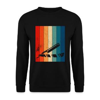 Retro Barber Shavette - Unisex Pullover - Schwarz - Vorne - Alina (178cm) & Michal (187cm)