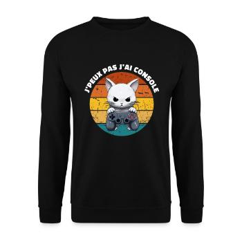 J'peux pas je geek humour jeux vidéo gamer chat - Sweat-shirt Unisexe - noir - Devant - Alina (178cm) & Michal (187cm)