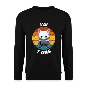 J'ai 7 ans anniversaire garçon console jeux vidéos - Sweat-shirt Unisexe - noir - Devant - Alina (178cm) & Michal (187cm)