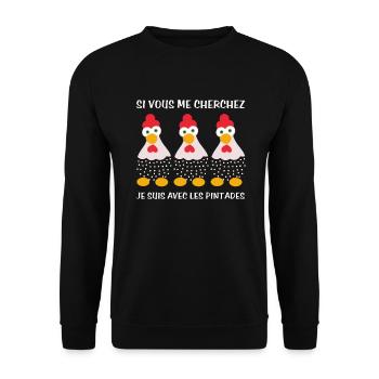 Cadeau agriculteur éleveur de pintades - Sweat-shirt Unisexe - noir - Devant - Alina (178cm) & Michal (187cm)