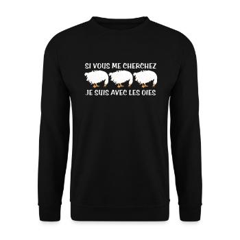 Cadeau agriculteur éleveur de oies - Sweat-shirt Unisexe - noir - Devant - Alina (178cm) & Michal (187cm)