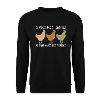 Cadeau agriculteur éleveur de poules - Sweat-shirt Unisexe - noir - Devant - Alina (178cm) & Michal (187cm)